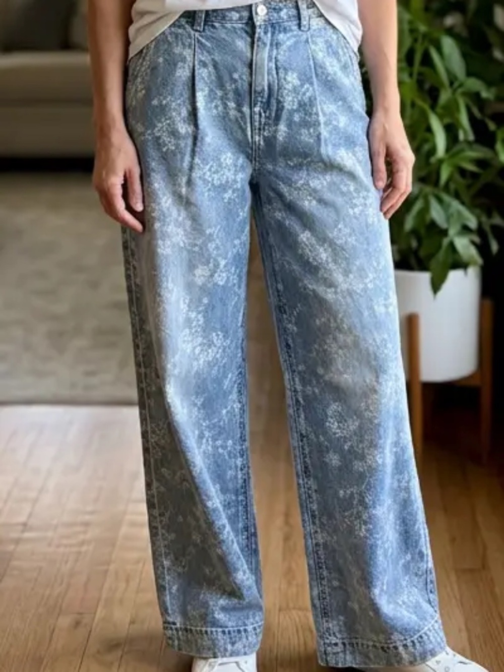 Flying Monkey Floral Soft Denim Jeans – Wide Leg, Super High Rise